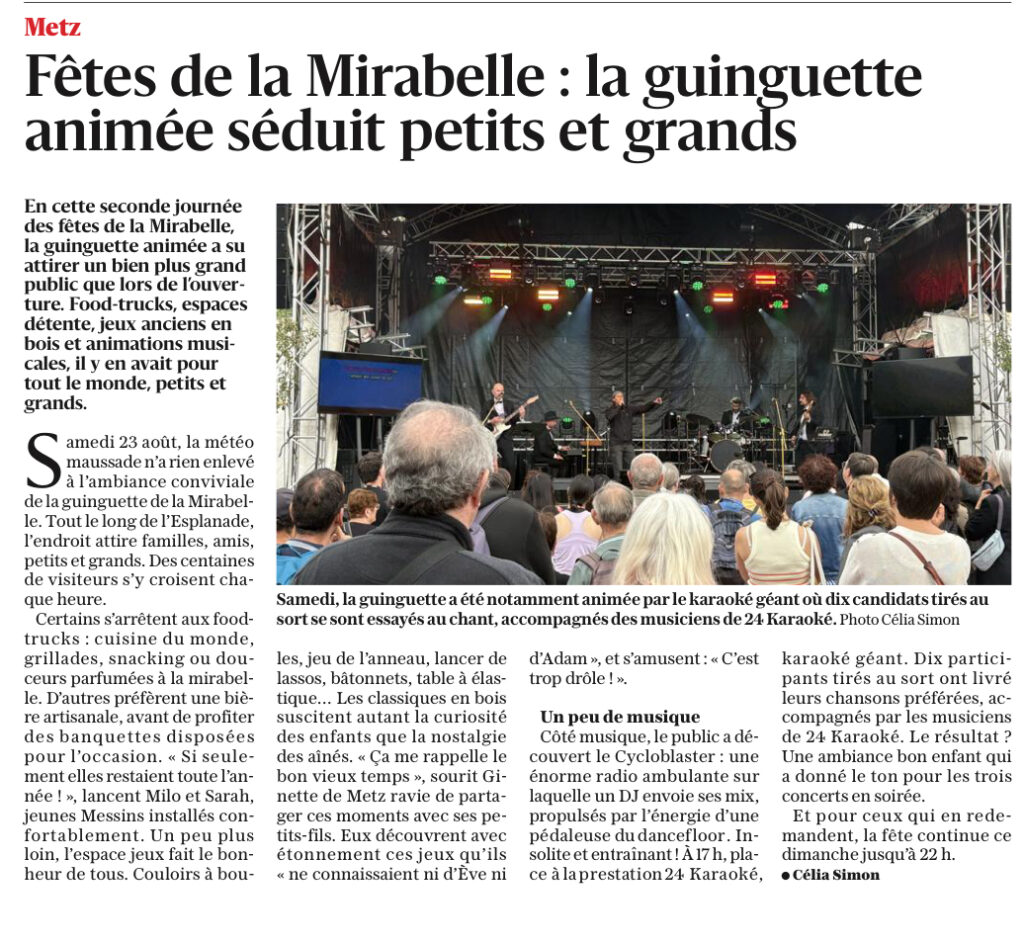 Article Républicain Lorrain 24KARAOKE metz Mirabelle 23/08/2025